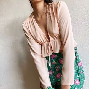 Aritzia- Sunday Best Cropped Tie-Front Blouse